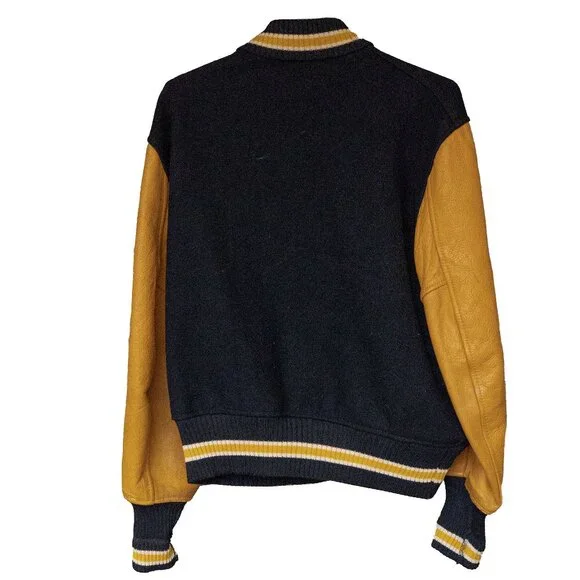 Whiting Vintage 60s Varsity Jacket Leather Wool Collegiate I U of C Preppy Coat